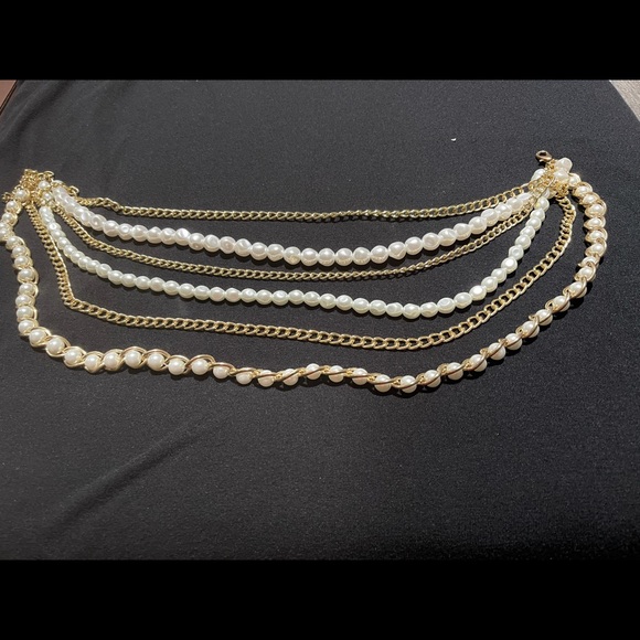 Pearl and gold chain necklace - Picture 5 of 5